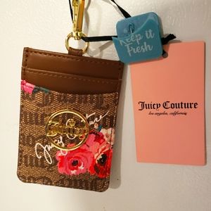NWT Brown Leather Juicy Couture Lanyard ID Holder/Card Case